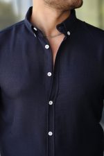 Erkek Uzun Kollu Regular Sofya Keten Gömlek - Görsel 3