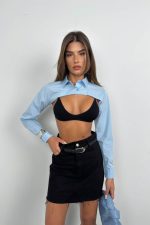 Oval Kesim Crop Gömlek - Görsel 2