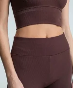 Yüksek Bel Fitilli Tayt - Kahverengi - Görsel 2