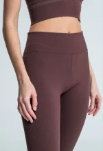 Yüksek Bel Fitilli Tayt - Kahverengi - Görsel 3