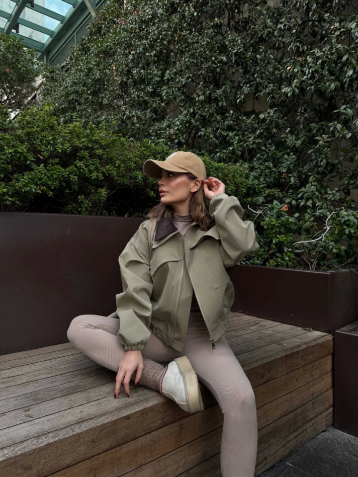 TY676c76ca27476676c76ca27478 Çift Yakalı Ceket Mont - Yeşil - Görsel 1