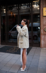 Yün Keçe Görünümlü Blazer Ceket Kaban- Çimen Yeşili - Görsel 3