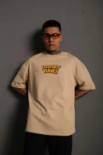 Erkek Dijital Baskılı T-Shirt - Bej - Görsel 2