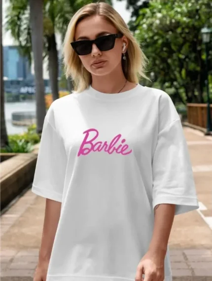 Baskılı Oversize T-shirt - Beyaz