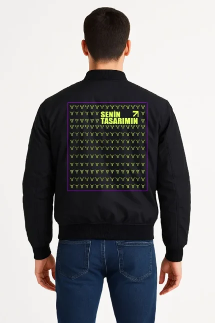 Arka Bomber Ceket - Siyah