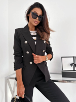 Kadın Uzun Kollu Yakalı önden Düğmeli Cep Detay Atlas Ceket - Görsel 2