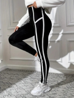 Kadın çizgili Egzersiz Dalgıç Tayt - Görsel 3