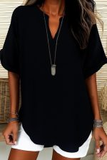 Kadın Kısa Kollu V Yakalı Aerobin Bluz - Görsel 3