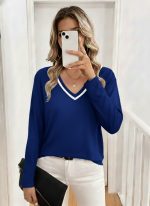 Kadın Uzun Kollu V Yakalı Viskon Iki Iplik Bluz - Görsel 2