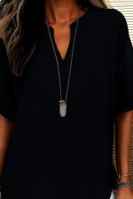 Kadın Kısa Kollu V Yakalı Aerobin Bluz - Görsel 2