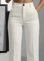 Kadın Yüksek Bel Cepli Ithal Krep Pantolon - Görsel 2