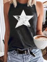 Kadın Askılı Yuvarlak Yaka Yıldız Desenli Süprem Bluz