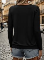 Kadın Uzun Kollu Yuvarlak Yakalı Viskon Bluz - Görsel 3