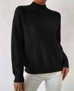 Kadın Uzun Kollu Balıkçı Yaka Triko Bluz - Görsel 2