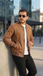 Erkek Scuba Süet Kumaş Bomber Hırka