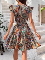 Kadın Kısa Kelebek Kollu Kruvaze Yakalı Süprem Elbise - Görsel 3