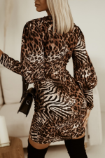 Kadın Uzun Kollu Kruvaze Yaka Mikro Elbise - Görsel 3