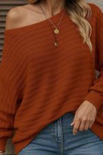 Kadın Uzun Kollu Tek Omuzu Açık Triko Bluz - Görsel 2