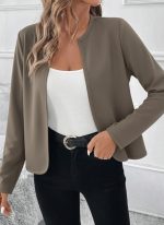Kadın Uzun Kollu önü Açık Dalgıç Kısa Vizon Ceket