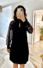 Kadın Uzun Kollu Tül Detay Sandy Mini Boy Elbise - Görsel 2