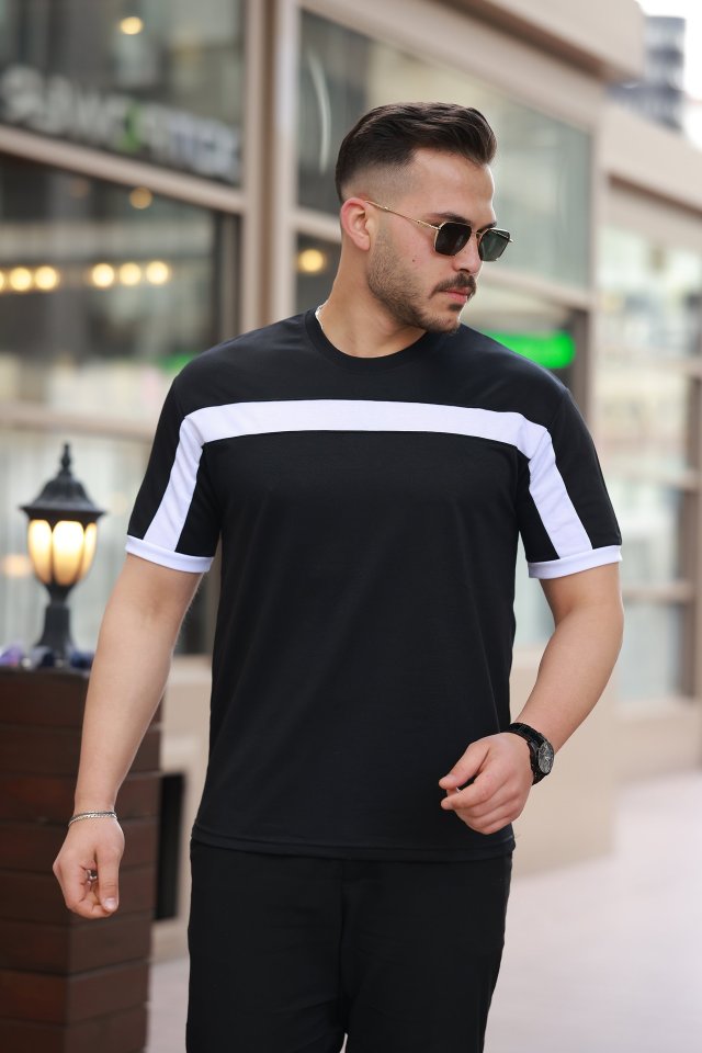 c8537aee5d4784af63aff53c1085da28 Erkek şerit Detaylı Kısa Kollu T-shirt - Görsel 1