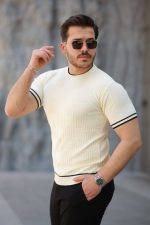 Erkek Jakarlı Ribanalı Kısa Kollu T-shirt - Görsel 2