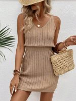 Kadın Askılı Yuvarlak Yakalı Triko Elbise - Görsel 2