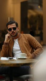 Erkek Scuba Süet Kumaş Bomber Hırka - Görsel 3