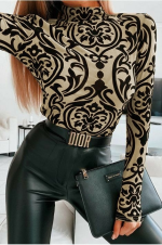 Kadın Uzun Kollu Balıkçı Yaka Desenli Sandy Bluz - Görsel 3