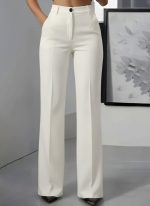 Kadın Yüksek Bel Cepli Ithal Krep Pantolon - Görsel 3