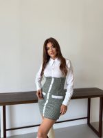 KADIN UZUN KOLLU CEP VE DÜĞME DETAY MİNİ GÖMLEK ELBİSE - Görsel 2