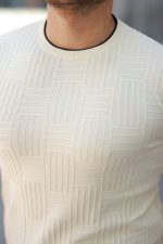 Erkek Jakarlı Ribanalı Kısa Kollu T-shirt - Görsel 3