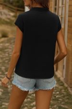 Kadın Kısa Kollu V Yakalı önden Düğmeli Müslim Gömlek - Görsel 3