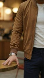 Erkek Scuba Süet Kumaş Bomber Hırka - Görsel 2