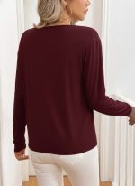 Kadın Uzun Kollu V Yakalı Viskon Iki Iplik Bluz - Görsel 3