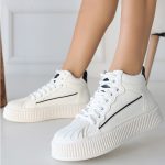 Estim Beyaz Cilt Siyah Detaylı Bağcıklı Spor Ayakkabı - Görsel 4