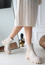 Ninle Bej Cilt Topuklu Bot - Görsel 3