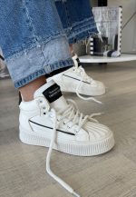 Estim Beyaz Cilt Siyah Detaylı Bağcıklı Spor Ayakkabı - Görsel 2