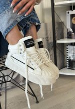 Estim Beyaz Cilt Siyah Detaylı Bağcıklı Spor Ayakkabı - Görsel 3