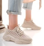 Ante Bej Triko Bağcıklı Spor Ayakkabı - Görsel 4