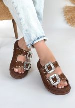 Juana Taba  Nubuk  Taşlı Terlik - Görsel 2