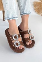 Juana Taba  Nubuk  Taşlı Terlik - Görsel 3