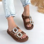 Juana Taba  Nubuk  Taşlı Terlik - Görsel 4