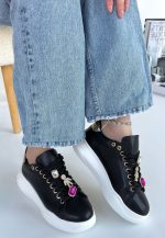 Gane Siyah Cilt Bağcıklı Spor Ayakkabı - Görsel 3