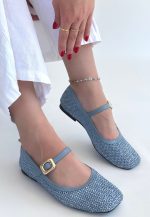 Rives Mavi Cilt Hasır Dokumalı Babet Ayakkabı - Görsel 3
