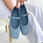 Rives Mavi Cilt Hasır Dokumalı Babet Ayakkabı - Görsel 4