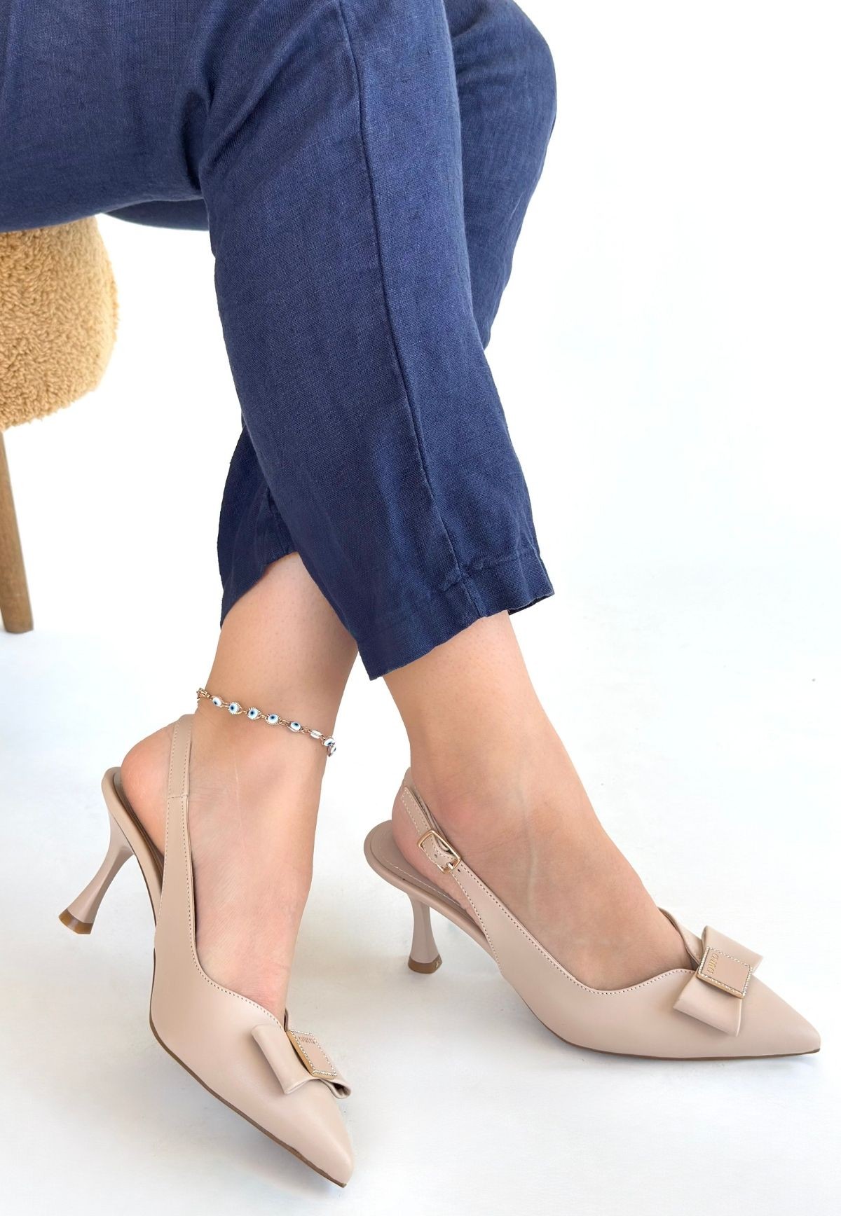 pro_erb175618804068ad4d88e1fcb Leyya Bej Cilt Topuklu Ayakkabı - Görsel 1