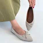 Sarra Bej Saten İşlemeli Babet Ayakkabı - Görsel 4