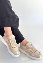 Tanwe Bej Cilt Bağcıklı Spor Ayakkabı - Görsel 2