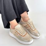 Tanwe Bej Cilt Bağcıklı Spor Ayakkabı - Görsel 4